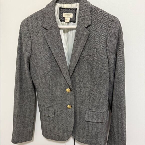 J.Crew Shrunken Fit Women’s Wool Blend Herringbone  Classic Blazer. Size 4. - Picture 1 of 9